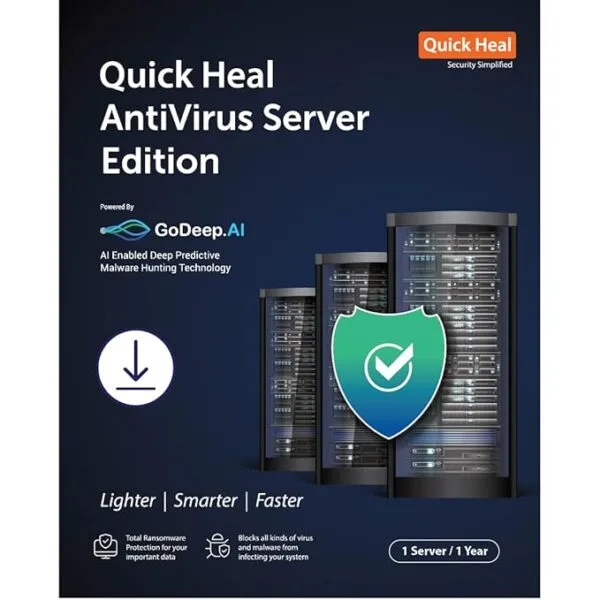 Quick Heal | Server Edition Antivirus | 1 Server License | 1 Year Subscription | Instant Email Delivery